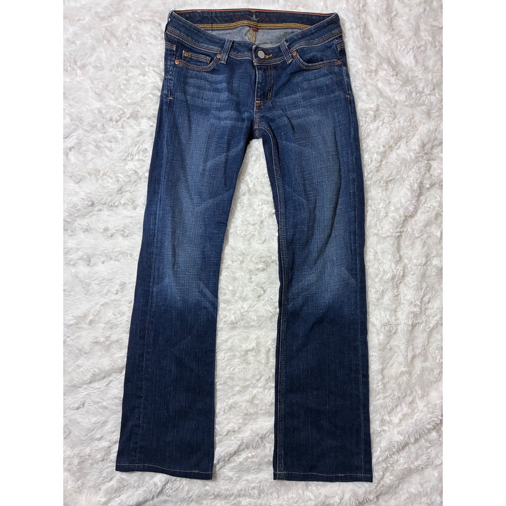 Miss Bisou Womens Dark Wash Bootcut Jeans Blue Low Rise Denim Size 25